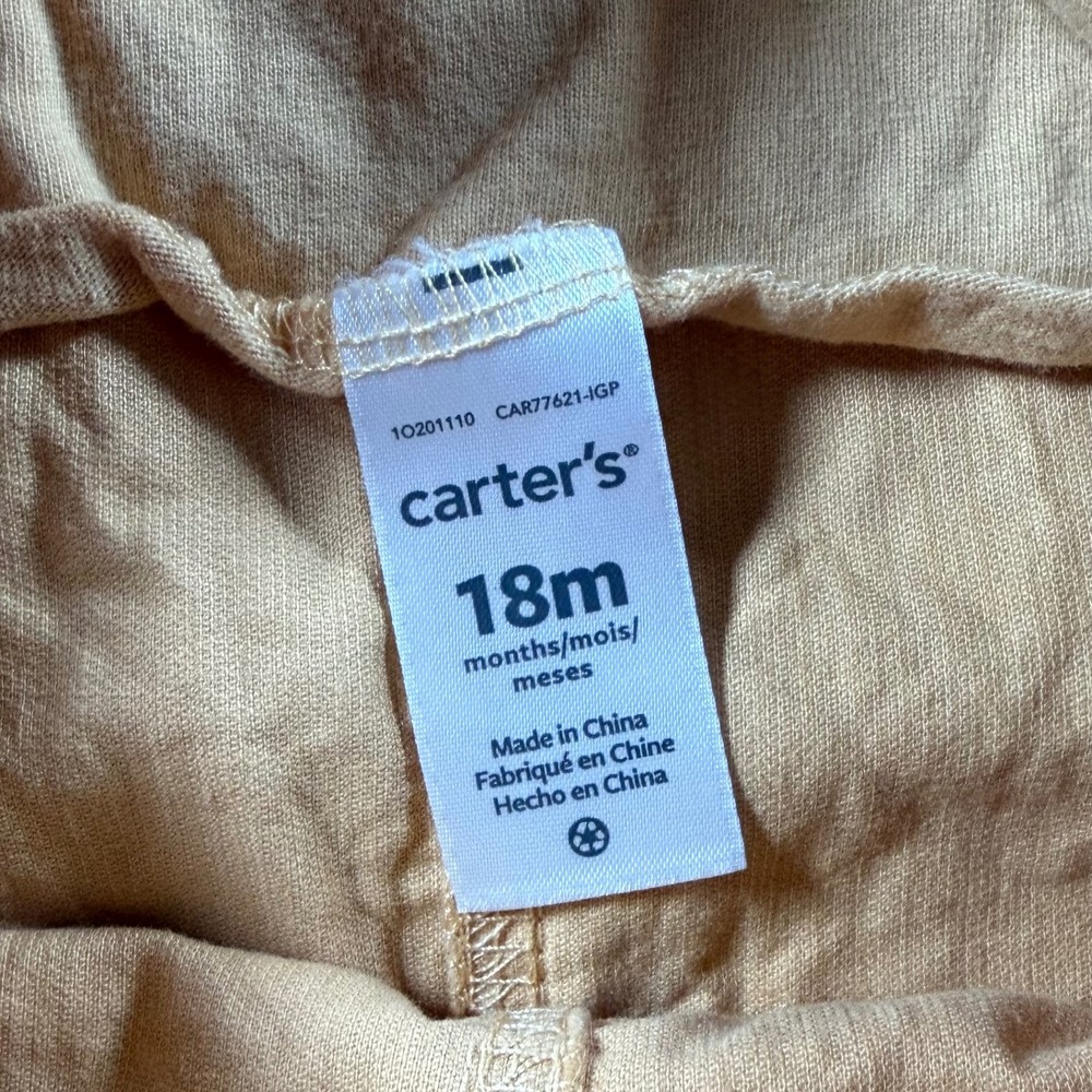 Carters Toddler Girls tan Corduroy Ruffle Pinafore Jumper Dress 18 cottagecore - Picture 3 of 4